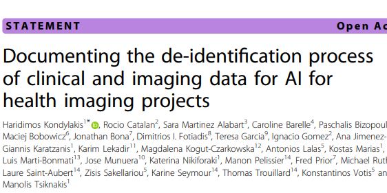 Data deidentification in medical imaging