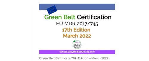 easymedicaldevice green belt certificate